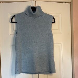 Valerie Stevens Heathered Blue Cashmere Sleeveless Turtleneck Sweater size XL